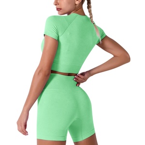 Ensemble de survêtement pour femmes américaines, style jogging, avec crop top imprimé lettres et short, deux pièces, grandes tailles - Product Image 5
