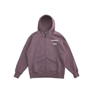 Essentials Men's Black Vintage French Terry Full Zipper Hoodie Cropped Drop Shoulder Design 100% Cotton Winter Print Pattern - Product Image 2