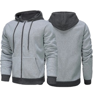Sudadera con capucha y cremallera de manga larga para hombre, a la moda, informal, deportiva, de forro polar, para invierno, con estampado digital, de secado rápido, transpirable, teñido liso - Product Image 2