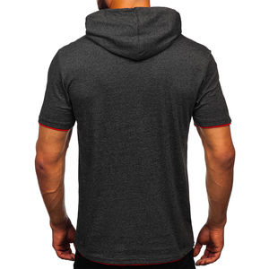 <b>Men's</b> Hooded Half Zip T-<b>Shirt</b> Wholesale Lightweight Polyester Cotton Blend Breathable Casual Winter Fashion Gym Wear Custom Logo - Product Image 2