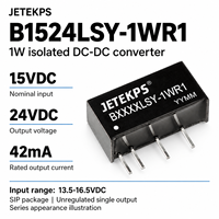Convertisseur DC-DC isolé JETEKPS B1524LSY-1WR1 1W, 15V vers 24V 42mA, module d'alimentation SIP non régulé, RoHS