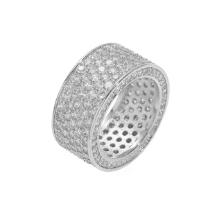 Premium 925 Sterling Silver Eternity Band Moissanite <b>Ring</b> Hip Hop Style Pave Setting Fashion Jewelry <b>for</b> <b>Men</b> Women Gift - Product Image 1
