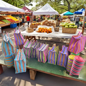 Bolsas de compras de PP reutilizables de plástico de nailon reciclado sostenible de la India, bolsa de lavandería del mercado de la India, suministro a granel - Product Image 1
