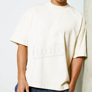 100% algodón de gran tamaño Crop Boxy camiseta de los hombres Drop Shoulder Streetwear lujo de alta calidad logotipo personalizado camiseta lisa - Product Image 3