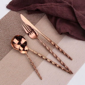 Nouveau ensemble de couverts en acier inoxydable manche martelé vaisselle événement de mariage couverts dîner couteau cuillère fourchette maison restaurant décor - Product Image 3
