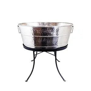 Seaux à Champagne en argent de forme ovale, refroidisseurs en métal, seau à glace de luxe en acier inoxydable avec trépied en métal - Product Image 2
