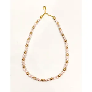 ชุดสร้อยคอไข่มุกสีทองเข้มและสีชมพูอ่อน - Product Image 2