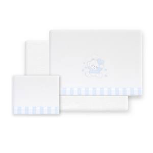 Juego de Ropa de Cama de 3 Piezas para Cuna, Tela de Forro Polar Coral con Técnica de Tejido y Patrón de Personajes - Modelo Oso-Corazones - Product Image 1