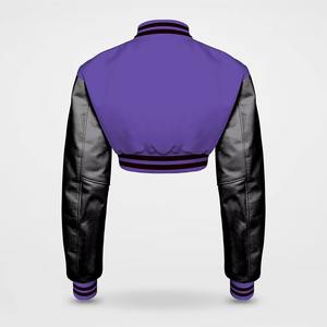 Chaqueta universitaria corta de lana para hombre con logotipo personalizado y parches de letras de chenilla chaqueta de béisbol recortada al por mayor - Product Image 3