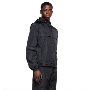 Best Quality Windbreaker Sets Zipper Up Full Sleeve Black Color Windbreaker Suit With Customized Design - Product Image 6