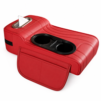 Boîte de rangement universelle de luxe en cuir pour accoudoir de voiture avec porte-gobelet et support de téléphone