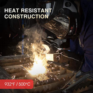 Guantes de soldadura de cuero dividido de cuero de vaca de Palma de dedo completo reforzado Guantes de construcción de extinción de incendios resistentes ignífugos - Product Image 4