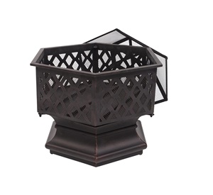 Noir métal foyer extérieur jardin chaud cheminée ensemble hexagone conception motif personnalisé pour la maison salon décor - Product Image 3