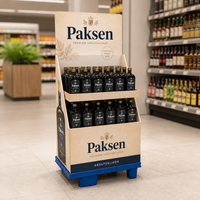 Étagère de présentation en carton pour bouteilles d'alcool et de vin, présentoir de boissons pour supermarché