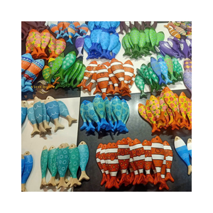 Décoration murale en bois artisanale VietChoice, poissons multicolores, créatures marines, style bohème, décoration intérieure - Product Image 6