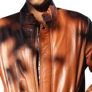 PU Leather Zipper Jacket for men with Stand Collar Fashionable Slim Casual Tops Coat for Spring Autumn Front Logo crocodile skin - Product Image 2