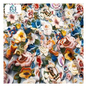 ผ้า Hanlin tTextile ผ้าซาตินพิมพ์ลายดอกไม้5D 3D เรยอน100พิมพ์ลายพิมพ์ลายดอกไม้แบบกำหนดเอง - Product Image 3