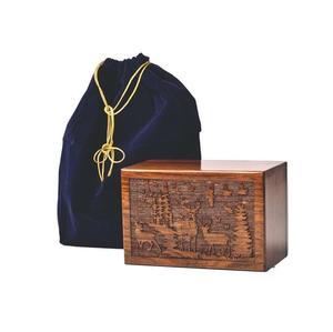 Boîte de crémation en palissandre pour cendres humaines Arbre de vie Cerf crémation personnalisée pour animaux de compagnie Boîte d'urne en bois funéraire artisanale - Product Image 2