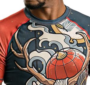 OEM Custom Made Rash Guards Sublimation Printed O-Neck Stretchy Spandex Material Quick Dry Shorts Sleeve Compression Shirts Sale - Product Image 4