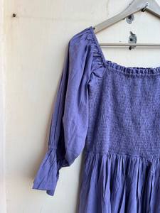 Main Bloc Imprimé Indien Coton Robe Col Carré Tuniques Robe Longue Style Décontracté 100% Coton Teint Uni - Product Image 4