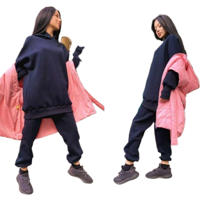 ชุดวอร์มผ้าฝ้าย100% ทรงหลวมมีฮู้ดสำหรับฤดูหนาวโลโก้กำหนดเองชุดวอร์มผ้าฝ้ายสีชมพูเทอร์รี่มีซิปโอเวอร์ไซส์ - Product Image 2