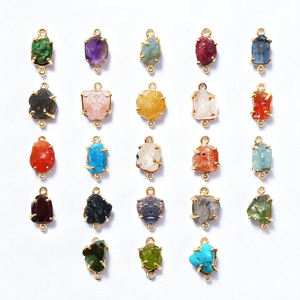 925 Sterling <b>Silver</b> Raw Rutilated Quartz Double Bail Setting Raw Gemstone Connector <b>Charm</b> Making DIY Necklace <b>Bracelet</b> - Product Image 3