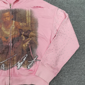 Pull en molleton vintage éco-responsable avec strass personnalisés, style streetwear, coupe ample et oversize, 100% coton, impression DTG pour l'hiver - Product Image 2