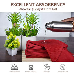 HOME TEXTILE PRODUCTS de 4pcs 15 "X25" rouge solide teint gaufré torchons 100% coton 180-200 GSM fabriqué en Inde par l'exportateur - Product Image 3