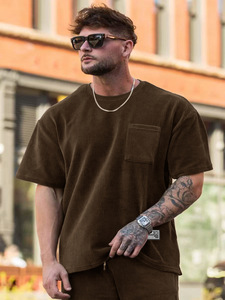 OEM Round Neck <b>Corduroy</b> Summer T-<b>Shirts</b> Thick Heavy Weight Short Sleeve Tee Oversize T <b>shirt</b> <b>for</b> <b>men</b> - Product Image 6