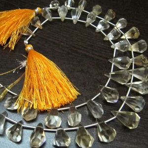 Cuentas amarillas de lágrima facetadas de Briolette citrino de cristal Natural 6x10mm a 9x15mm 8 pulgadas por hebra para joyería - Product Image 1