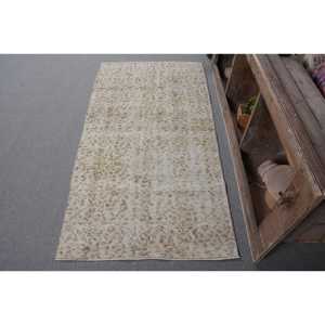 Vintage 3X6 pieds Beige turc laine tapis fait à la main classique grande surface Rectangle abstrait Patchwork motif Latex pour une utilisation dans le couloir - Product Image 1