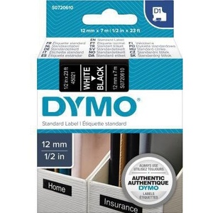 เทปพิมพ์ฉลากสำนักงาน DYMO ขนาด 12 มม. x 7 ม. สีดำ-ขาว รุ่น D1 - Product Image 1