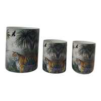 Jars à bougies en verre soufflé à motif tigre personnalisé, faits à la main, résistants à la chaleur, élégants, vides, pour la décoration de Pâques, en métal