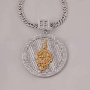 FFL letras Moissanite colgante de diamante personalizado 925 plata esterlina completo helado Moissanite colgante regalo para él - Product Image 1