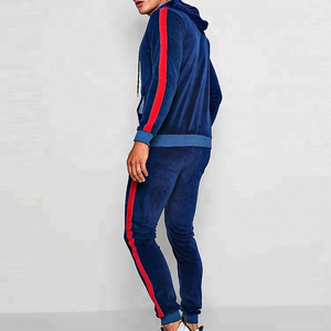 Custom <b>Velour</b> <b>Tracksuit</b> <b>Men</b> Two Piece Zipper Hoodie Joggers Set Plush Fabric Embroidered Logo Retro Fashion Style - Product Image 4