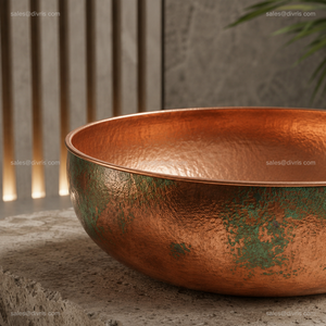 Bassin de pédicure artisanal en cuivre martelé avec patine verte, pour spa, bain de pieds de luxe, système de jets sans tuyauterie, durable - Product Image 5