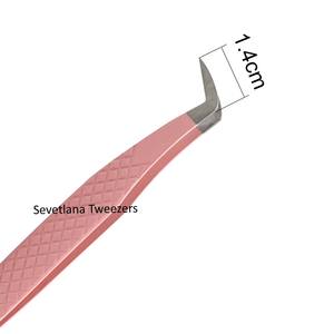 แหนบต่อขนตาสแตนเลสป้องกันไฟฟ้าสถิตย์ ดีไซน์รูปทรงบูทสุดพิเศษ สีชมพูพาสเทล รับทำโลโก้ตามสั่ง ขายดี - Product Image 2