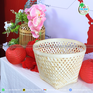 ตะกร้าไม้ไผ่อเนกประสงค์ของขวัญออกแบบมาสำหรับเก็บของในห้องครัวและการจัดระเบียบในครัวเรือนผลิตในเวียดนาม - Product Image 6