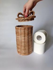 <b>Rattan</b> toilet paper holder with lid Handmade <b>Storage</b> Box Eco-Friendly Natural Home and Home Decor Wholesale from Vietnam - Product Image 5