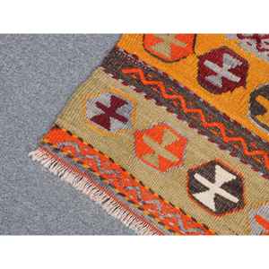 พรมวินเทจขนาดเล็ก 1.9x3.5 ฟุต พรมตุรกี พรมขนสัตว์สีส้ม - Product Image 5