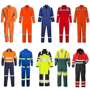 Combinaison de travail industrielle haute visibilité réfléchissante en sergé ignifuge et résistant aux flammes, fabriquée en polyester et coton - Product Image 1