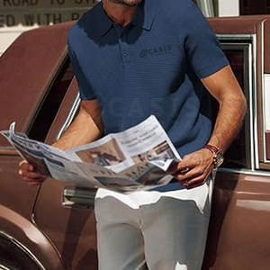 Prix de gros design unique Polo tricoté pour homme nouveauté Polo tricoté à séchage rapide pour homme - Product Image 3