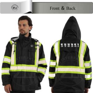 Men's Winter Insulated LED Flash <b>Hi</b>-<b>Vis</b> Reflective Hoodie <b>Jacket</b> <b>Waterproof</b> Workwear ANSI Class 1 Customized Logo Safety - Product Image 3