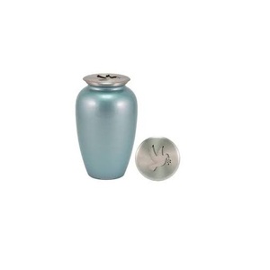 Urne de crémation métallique en aluminium chic avec la conception de bandes antiques utilisée pour garder les cendres des humains en toute sécurité - Product Image 4