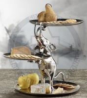 Support à gâteau rond à 3 niveaux en métal argenté en forme d'éléphant, écologique, avec logo personnalisé pour les fêtes et les décorations de desserts de fêtes