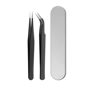 Juego de pinzas para cejas y pestañas de acero inoxidable de buena calidad al por mayor de ANAAIF, pinzas rectas curvas y puntiagudas para depilación - Product Image 1