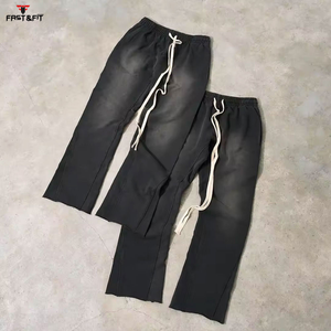 Oversize Sunfaded ácido lavado chándal personalizado hombres Vintage sudaderas con capucha acampanados pantalones de chándal Streetwear Jogging Set - Product Image 3