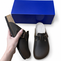 Sabots de jardin à enfiler en daim avec semelle en liège, mules à double boucle, soutien de la voûte plantaire, chaussures décontractées d'été pour la marche en extérieur, unisexe