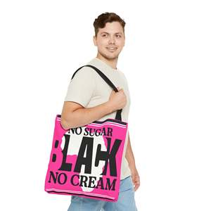 Borsa tote con apertura a patta e design audaci e divertenti 'No Sugar Black No Cream' e 'Blacknificent', con fodera in poliestere - Product Image 6