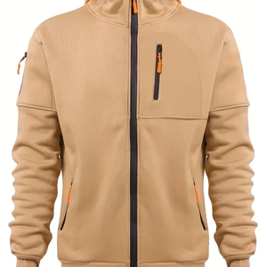 <b>Men's</b> Fashion Oversize Cotton <b>Hoodie</b> Custom Logo Embroidery Long Sleeve Pullover With Zipper Design for Autumn Season - Product Image 1